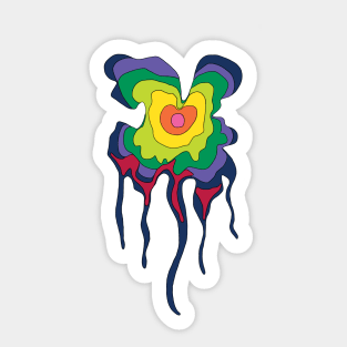 Trippy Drippy Tree Ring Shape Sticker